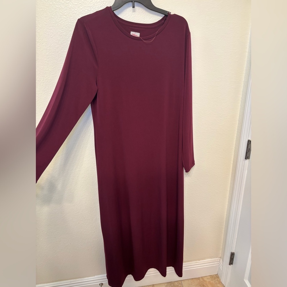 Chico's Deep Red Long Sleeve Dress - Picture 2 of 6